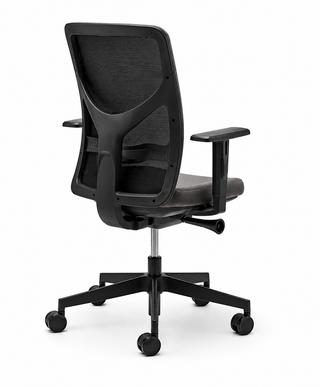 Ergonomische bureaustoel Efficiënt Classic, achteraanzicht met netrug en vijfsterrenvoet