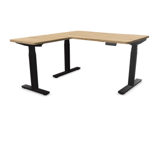 Buronomic Alto zit-sta bureau met aanbouw links in Nebraska met zwart onderstel